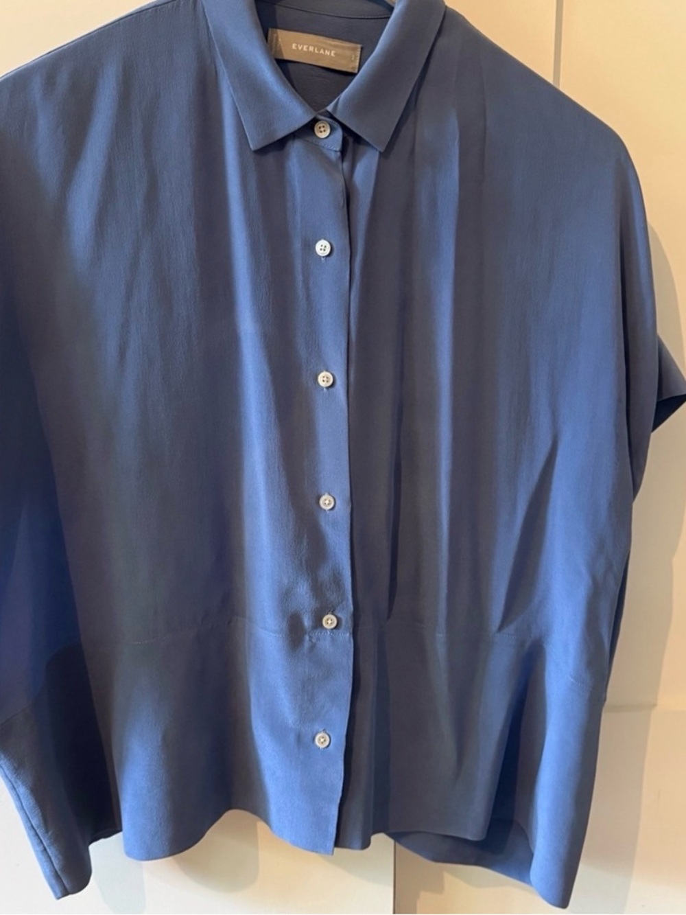 Everlane Cornflower Blue Relaxed Short Sleeve Button-Down Shirt - Picture 2 of 7